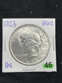 1923 AU Peace Silver Dollar Coin