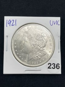 1921 UNC Morgan Silver Dollar Coin