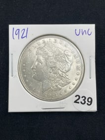 1921 UNC Morgan Silver Dollar Coin