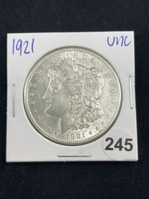1921 UNC Morgan Silver Dollar Coin