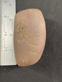 Engraved Stone Pipe Indian Artifact Arrowhead
