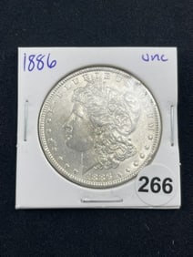 1886 UNC Morgan Silver Dollar Coin