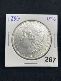 1886 UNC Morgan Silver Dollar Coin