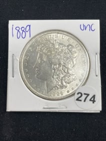 1889 UNC Morgan Silver Dollar Coin