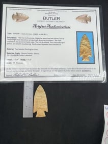 Hardin with Butler COA from Brown County, Illinois ex - Charlie McCorkle Collection Indian Artifact