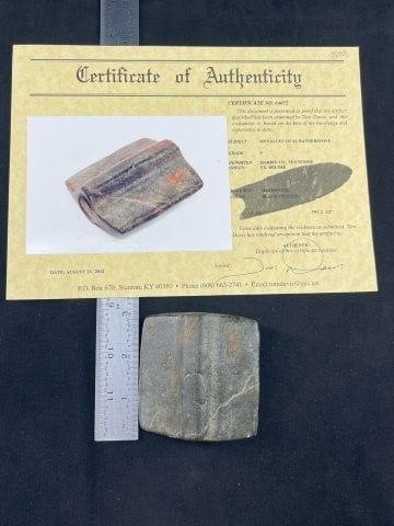 Oval Bannerstone with Tom Davis COA from Hardin County, Tennessee ex - Delime Collection Indian (1 of 8)