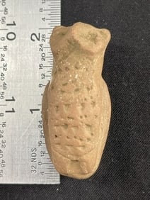 Pottery Owl Effigy Pendant Indian Artifact Arrowhead