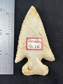 3 & 3/8" Thebes from Boulder County, Illinois Indian Artifact Arrowhead