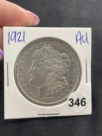 1921 AU Morgan Silver Dollar Coin