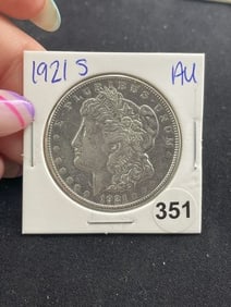 1921 S AU Morgan Silver Dollar Coin