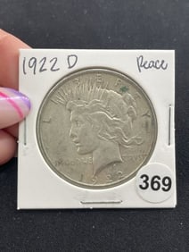 1922 D Peace Silver Dollar Coin