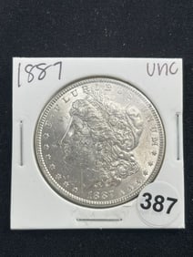 1887 UNC Morgan Silver Dollar Coin