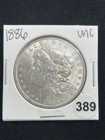 1886 UNC Morgan Silver Dollar Coin