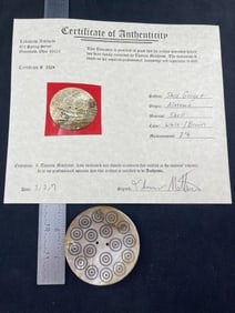 Shell Gorget with Thomas Matthews COA from Alabama Indian Artifact Arrowhead