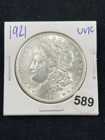 1921 UNC Morgan Silver Dollar Coin