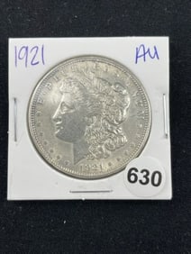 1921 AU Morgan Silver Dollar Coin