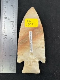 3 & 7/8" Hardin from Merianne County, Missouri Indian Artifact Arrowhead
