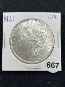 1921 UNC Morgan Silver Dollar Coin