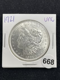 1921 UNC Morgan Silver Dollar Coin