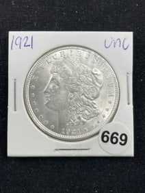 1921 UNC Morgan Silver Dollar Coin