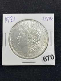 1921 UNC Morgan Silver Dollar Coin
