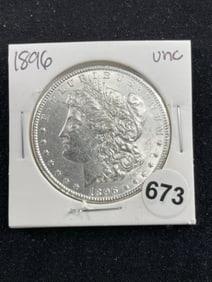 1896 UNC Morgan Silver Dollar Coin