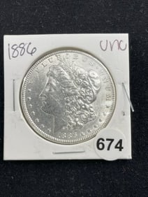 1886 UNC Morgan Silver Dollar Coin