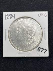 1889 UNC Morgan Silver Dollar Coin