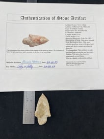 Adena with Roy Motley COA from Cole County, Missouri Indian Artifact Arrowhead