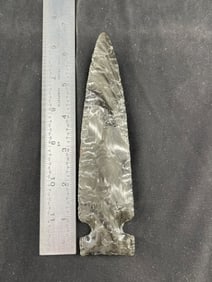 6 & 3/8" Obsidian Spear Indian Artifact Arrowhead