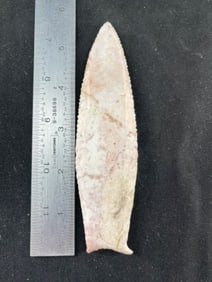 5 & 1/2" Cumberland exceptionally fluted with small ear nick Indian Artifact Arrowhead