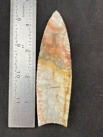 4 & 1/2" Colorful Clovis with nice flues Indian Artifact Arrowhead