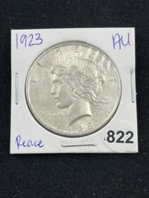 1923 AU Peace Silver Dollar Coin