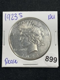 1923 S AU Peace Silver Dollar Coin