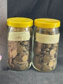 2 Jars of Unsorted Wheat Pennies
