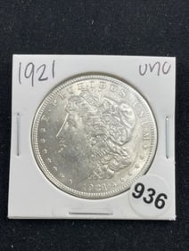 1921 UNC Morgan Silver Dollar Coin