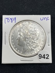 1889 UNC Morgan Silver Dollar Coin