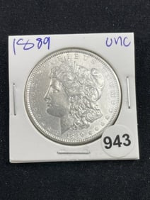 1889 UNC Morgan Silver Dollar Coin