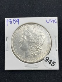 1889 UNC Morgan Silver Dollar Coin