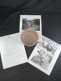 Pre-Columbian Pottery Bowl with Jim Artman COA Indian Artifact Arrowhead