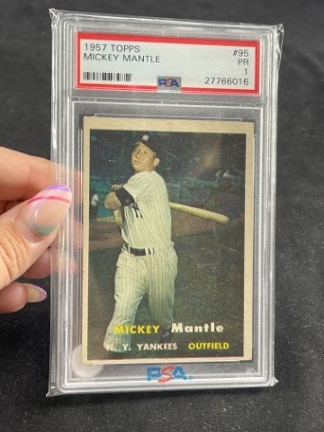 1957 Topps Mickey Mantle Baseball Card (1 of 2)
