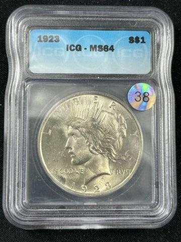1923 MS64 Peace Silver Dollar Coin (1 of 2)