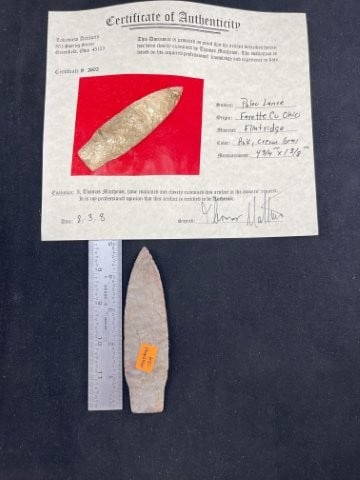 Paleo Lance with Thomas Matthews COA from Fayette County, Ohio Indian Artifact Arrowhead (1 of 4)