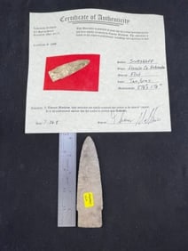 Scottsbluff with Thomas Matthews COA from Lincoln County, Nebraska Indian Artifact Arrowhead