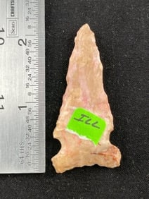 2 & 1/4" Graham Cave from Illinois Indian Artifact Arrowhead