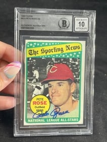 1969 Topps Pete Rose Hand Signed Authentic Autograph Baseball Card