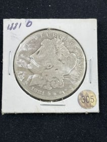 1881 O Morgan Silver Dollar Coin