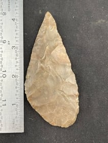 Harahey Knife - Rich chocolate colored flint. Tom Green Co. Ex- Delk