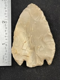 Castroville Base Tang Knife - Light creamy grey flint. Lampasas Co. Ex-Delk