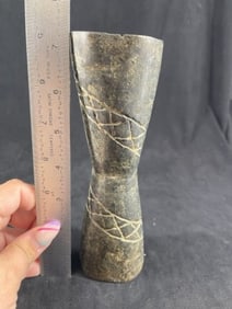 Snake Effigy Stone Tube Pipe Indian Artifact Arrowhead